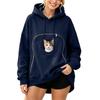 Women's Casual Long Sleeve Hooded Sweatshirt Top with Pet Pouch for Everyday Wear