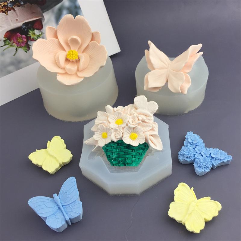 Butterfly Orchid Silicone Candle Mold Aromatherapy Gypsum Soap Mold 3D Cake Soft Candy Candle Decoration Baking Mold