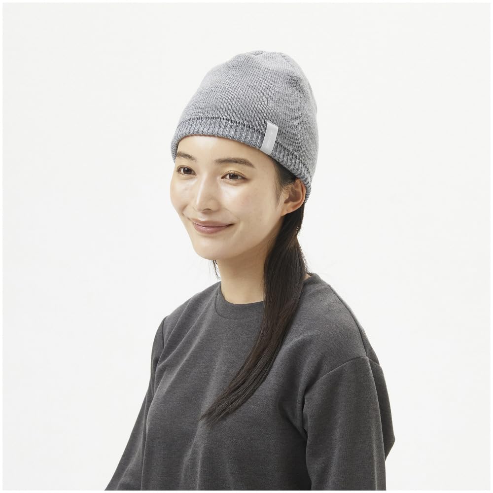 Mizuno Breath Thermo Knit Cap with Logo Gray Size F Name, Unisex, Heat-Generating Material, Heather,