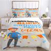 Blue Kids Character with Vehicles Bed Linen Set, Soft Boys Bedroom Birthday Themed Bedding(1 * Duvet Cover + 2 * Pillowcase, Without Core)