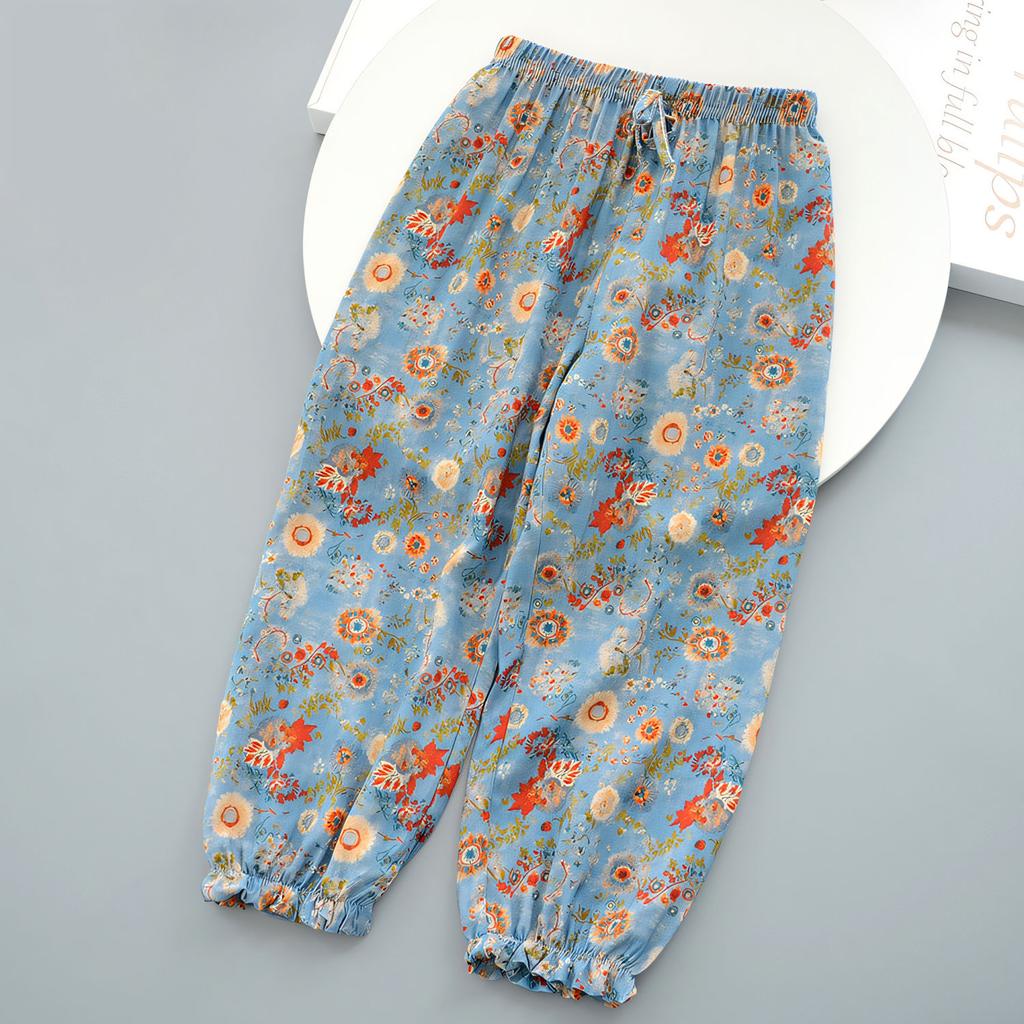 Children's Casual Mosquito Proof Pants Summer Thin Girls' Sleeping Pants Loose Outer Lantern Pants