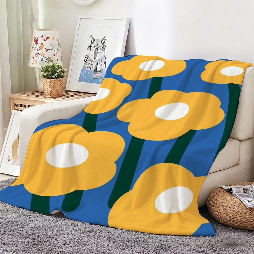 Classic motif A-Abstract Floral Throw Lightweight 240g Flannel Blanket Soft Skin-friendly for Summer Cooling