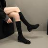 Mode Lange rohr abnehmen runde kappe dicke ferse frühling und herbst winter lange stiefel für frauen elastische gestrickte kniehohe stiefel