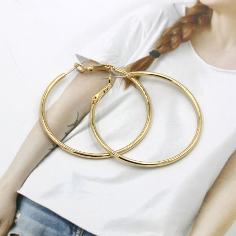 

Circular Earrings - New Style Women s Circular Hoop Earrings - Silver Pin Large Circular Earrings As Jewelry 30MM золотий