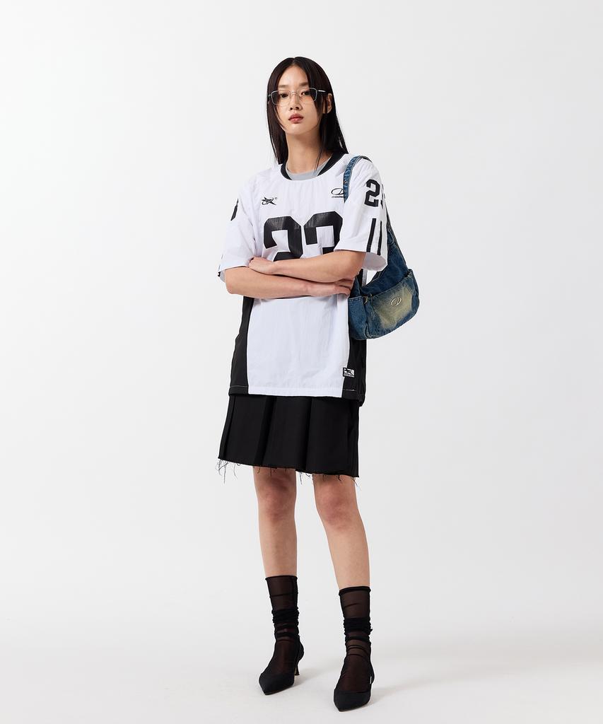ODDSTUDIO Sporty Nylon Football Oversized T-Shirt - White