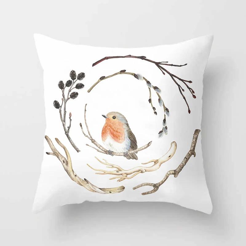 Birds and Flowers Decorative Pillowcases Living Room Office Home Pillowcases Car Ornaments