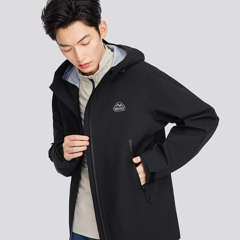 Skechers Minimalist Letter Comfortable Casual Hooded Waterproof Windproof Sun Protection UPF50+ Jacket Unisex Jacket Carbon-Black L424U189-0018