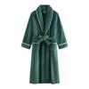 Men's Shawl Collar Robes Full Length Fleece Plush Bathrobes Soft Spa House Coat with Pockets Fluffy Spa Robes Unisex Winter Cozy Warm Spa Long Robe