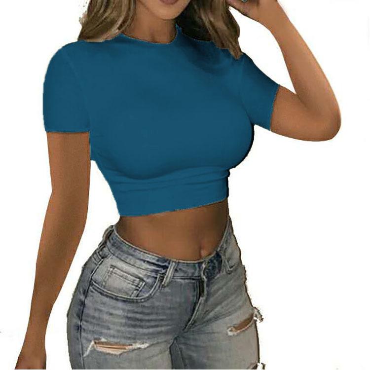 YYFS Women's Fashion Casual Summer Spring Solid Color Print Short Sleeve O-Neck Blouses & Shirts