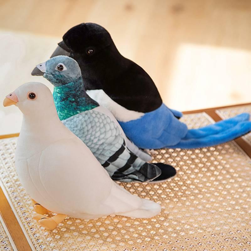 Realistic Plush Pigeon Toy With Soft Pp Cotton Filling, Perfect For Decor And Gifts, Available In White And Green