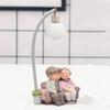 Resin Figurine of Elderly Couple Figurine with LED Nightlight for Bedroom and Living Room Decoration Resin Ornamentation