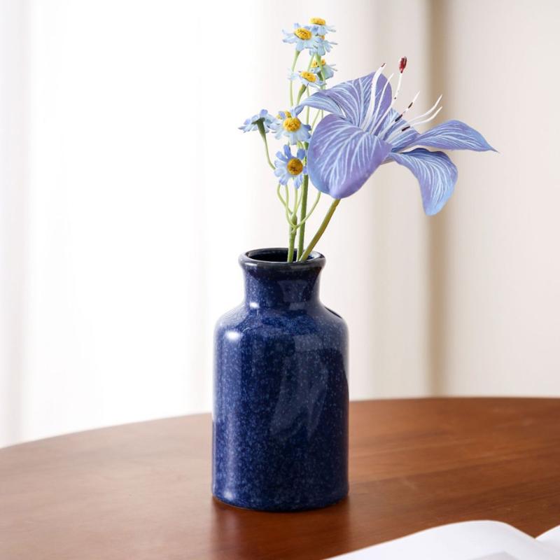Nordic Mini Blue Ceramic Small Vase Creative Home Dining Table Living Room Bedroom hydroponics Flower Decoration Accessories 1Pc
