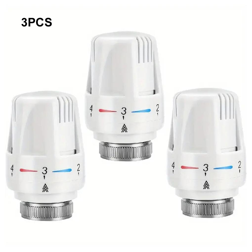 3pcs Frost-Proof Radiator Thermostat Heads Adjustable 5-Level Temperature Control Valve Replacement for Heating Systems