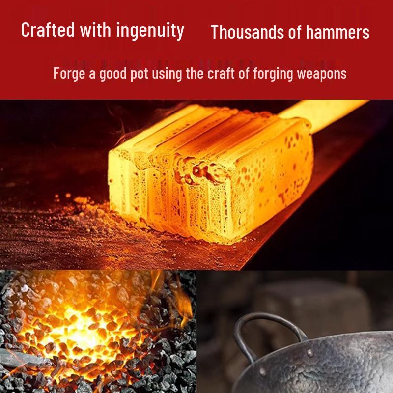 Zhangqiu Traditional Iron Wok: Non-stick, No Coating, Round Bottom for Gas Stoves. 30CMF without Handle No Gifts [Pre-Seasoned]