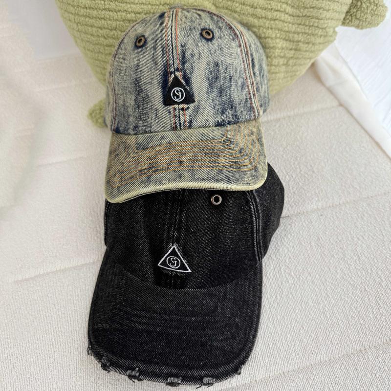 Vintage denim cap children couple student casual fashion soft top embroidery shade baseball cap men
