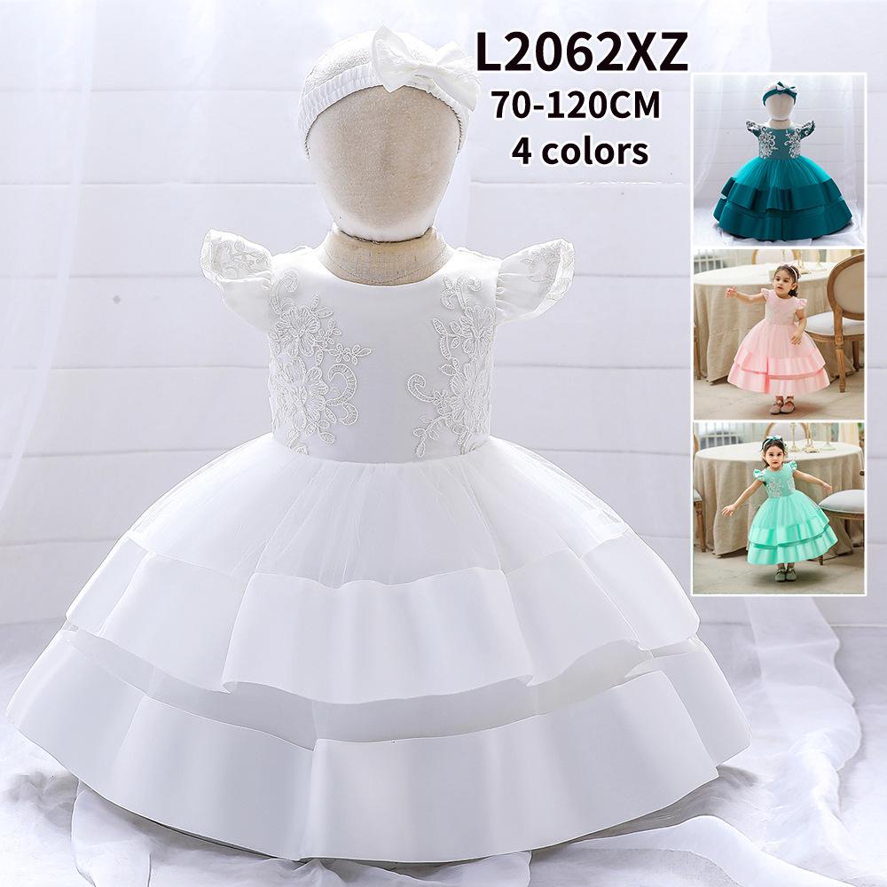 Girls' White Lace Christening Gown - First Birthday Princess Dress