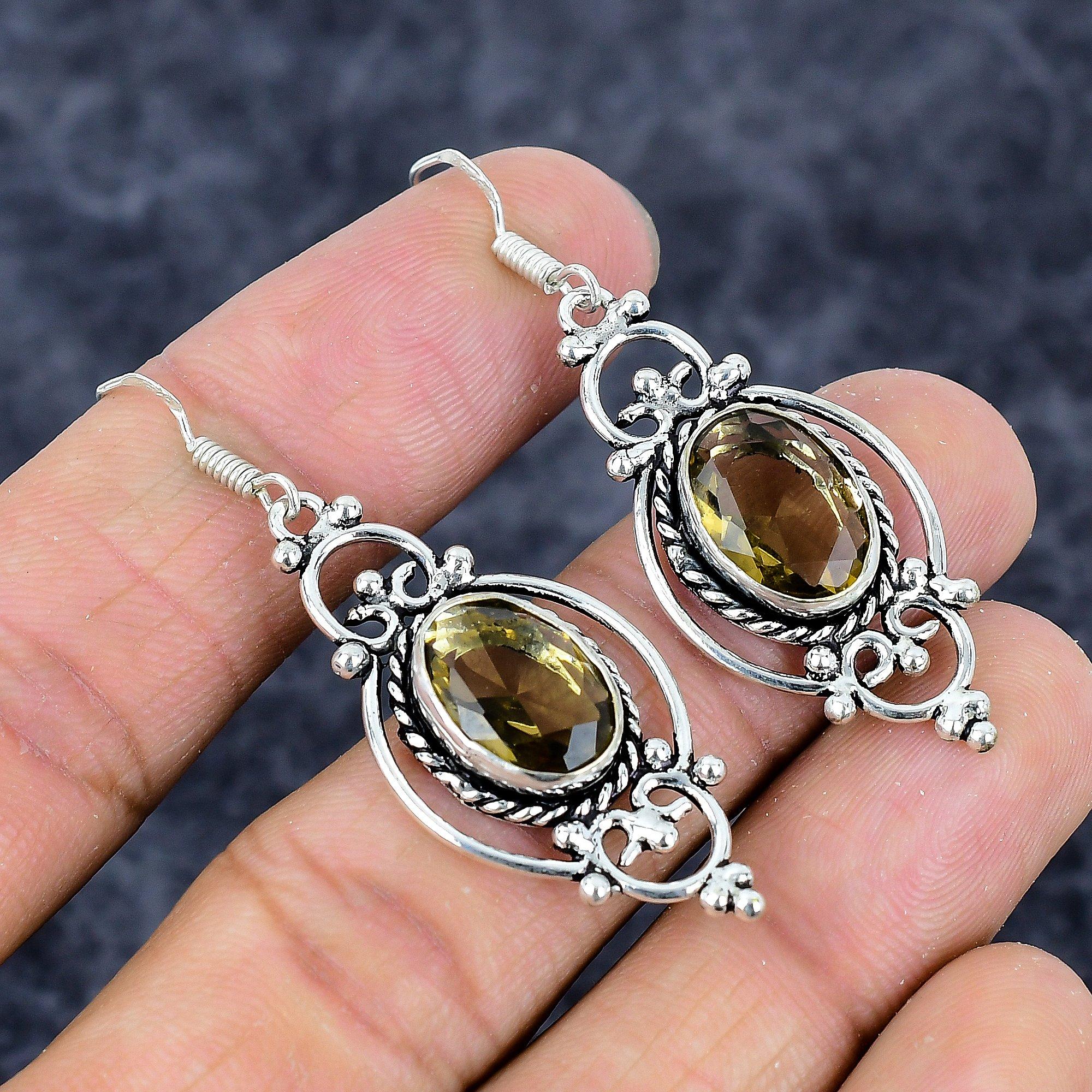 

Smoky Topaz Gemstone Handmade 925 Sterling Silver Jewelry Earring 2.21 M-3290