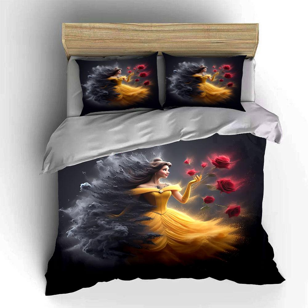 Elegant Princess Themed Decor Set Soft Comfortable Duvet Cover Bedding Set Included 1*Duvet Cover & 2*Pillowcases, Gift