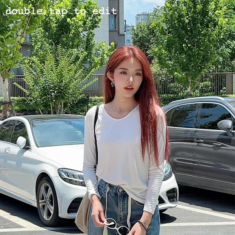 

Осень 2024 V-образный вырез Свободный крой Длинный рукав Большой размер Высококачественная базовая рубашка Large [135-155 kg] чистый белый