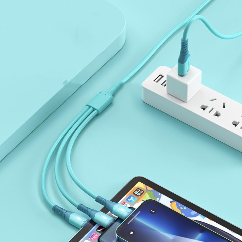 

Three Safety Quick Charge 66w 3 In 1 Data Cable Fast Charge Wire 3 In 1 Charging Cord Data Cord 1.5m розовый