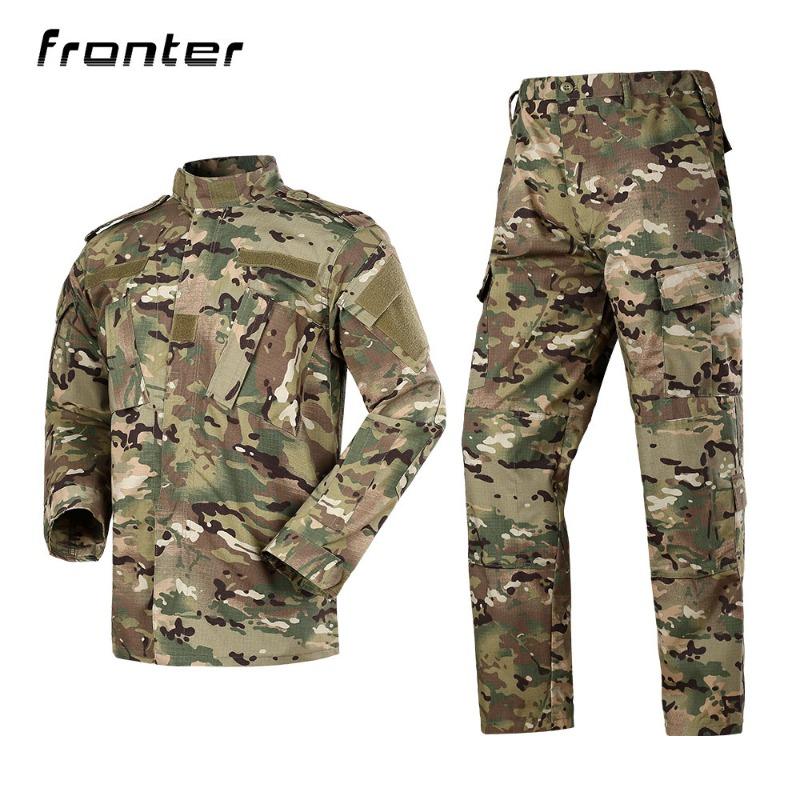 Long-sleeved camouflage suit, outdoor breathable and scratch-proof tactical training suit for military fans