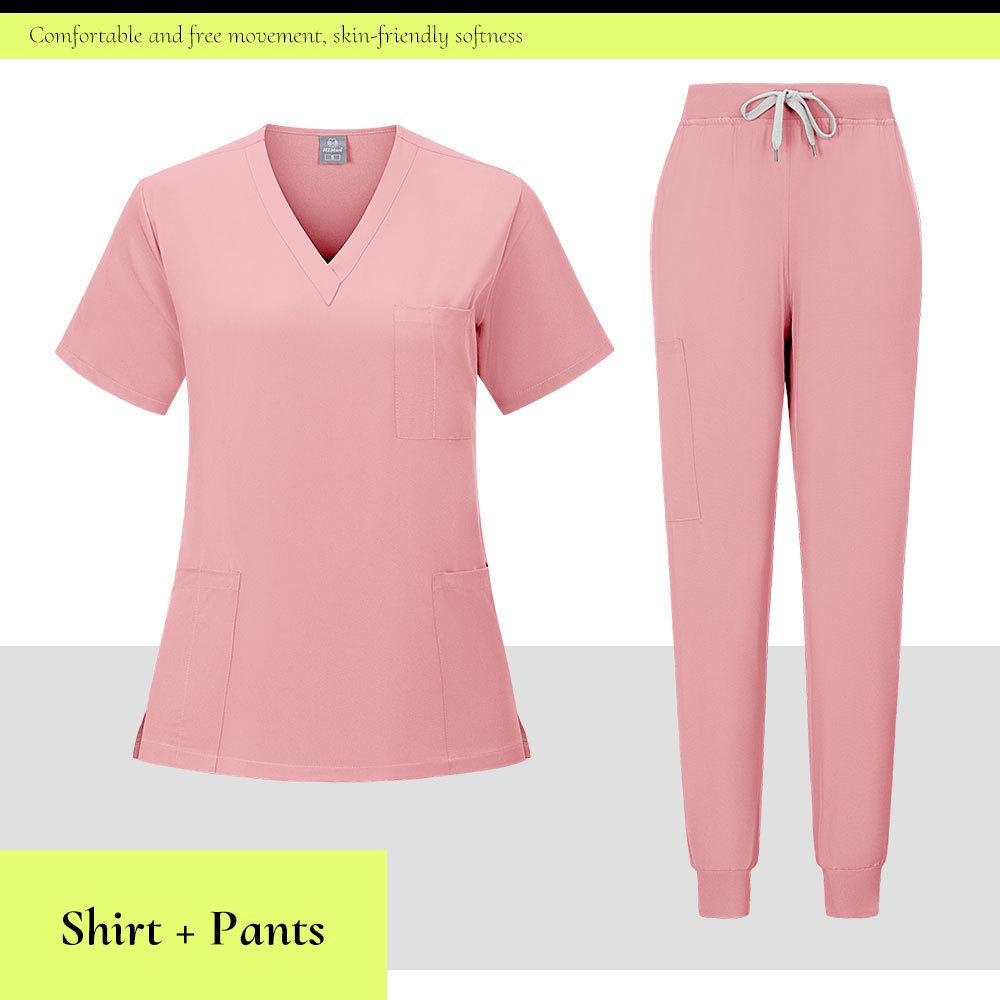 Ready-To-Ship: TEM Women's Scrub Set - 13 Colors, Four-Way Stretch, Short Sleeve, Long Pants