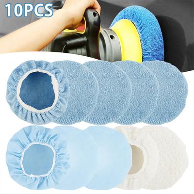 10 Stück 9-10 Zoll Auto Polierpad Auto Weiche Mikrofaser Haube Polierer Weiche Wolle Wachs Waschpuffer Abdeckung Reinigungswerkzeuge Zubehör