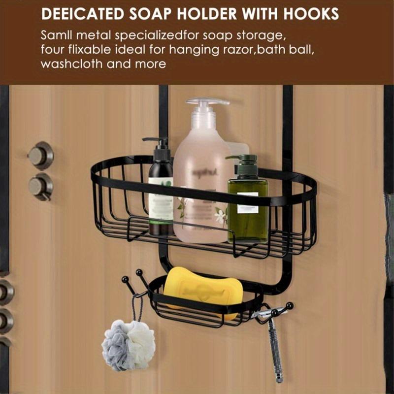 1pc 3 Layers Bath Supplies&shower Head Wall Mounted Storage Rack, Equipped with Suction Cups and hooks,Shower Organizer Rack for Home&dormitory.