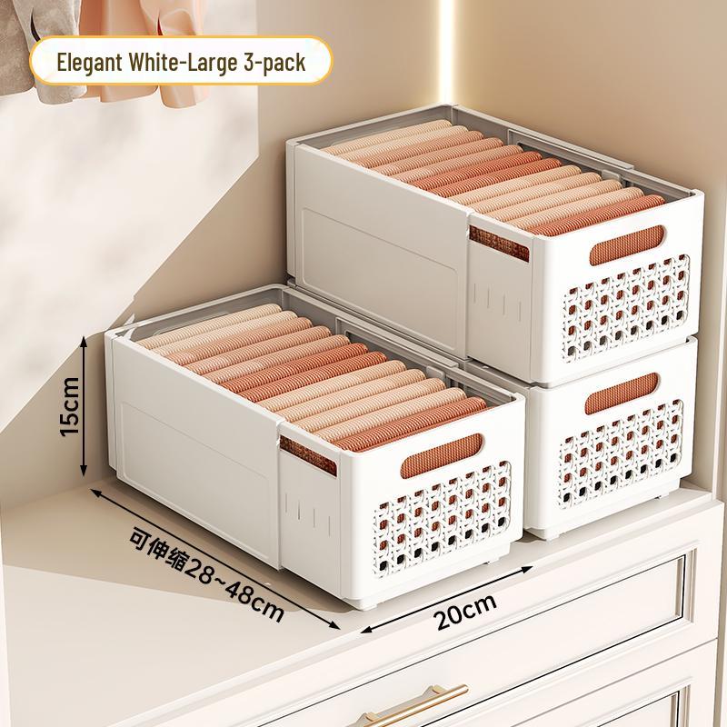 Retractable Wardrobe Drawer: Layered Organizer for Pants and Clothing Storage