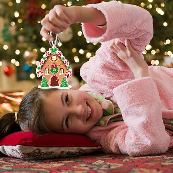 24 Stück DIY Weihnachtsbaum Bastelset für Kinder Feiertags-Kunstherstellung Basteln mit Aufklebern Machen Sie Ihr eigenes Weihnachtslesezeichen Weihnachtsfeier Gastgeschenke