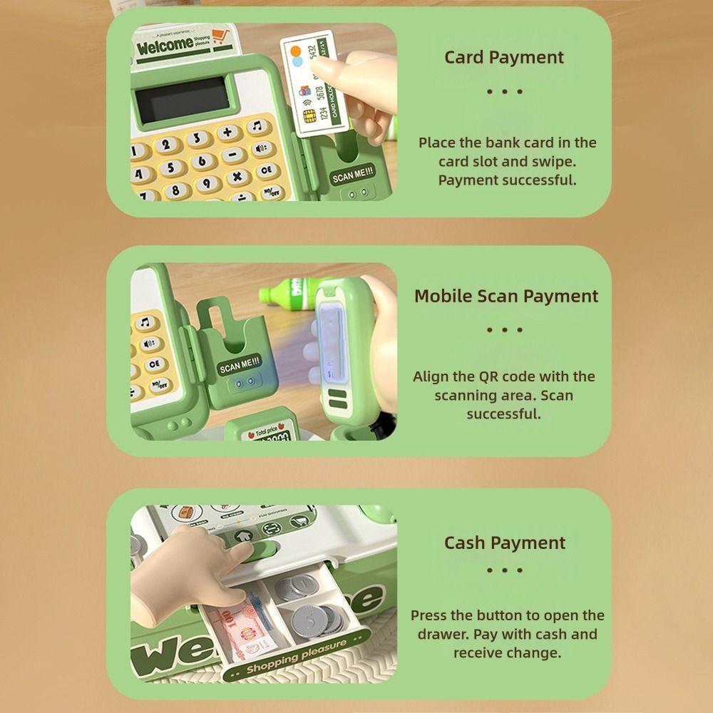 64 STÜCKE Imitationsdesign Simuliertes Kassiererspielzeug Kunststoff Rollenspielspielzeug Familienspaß