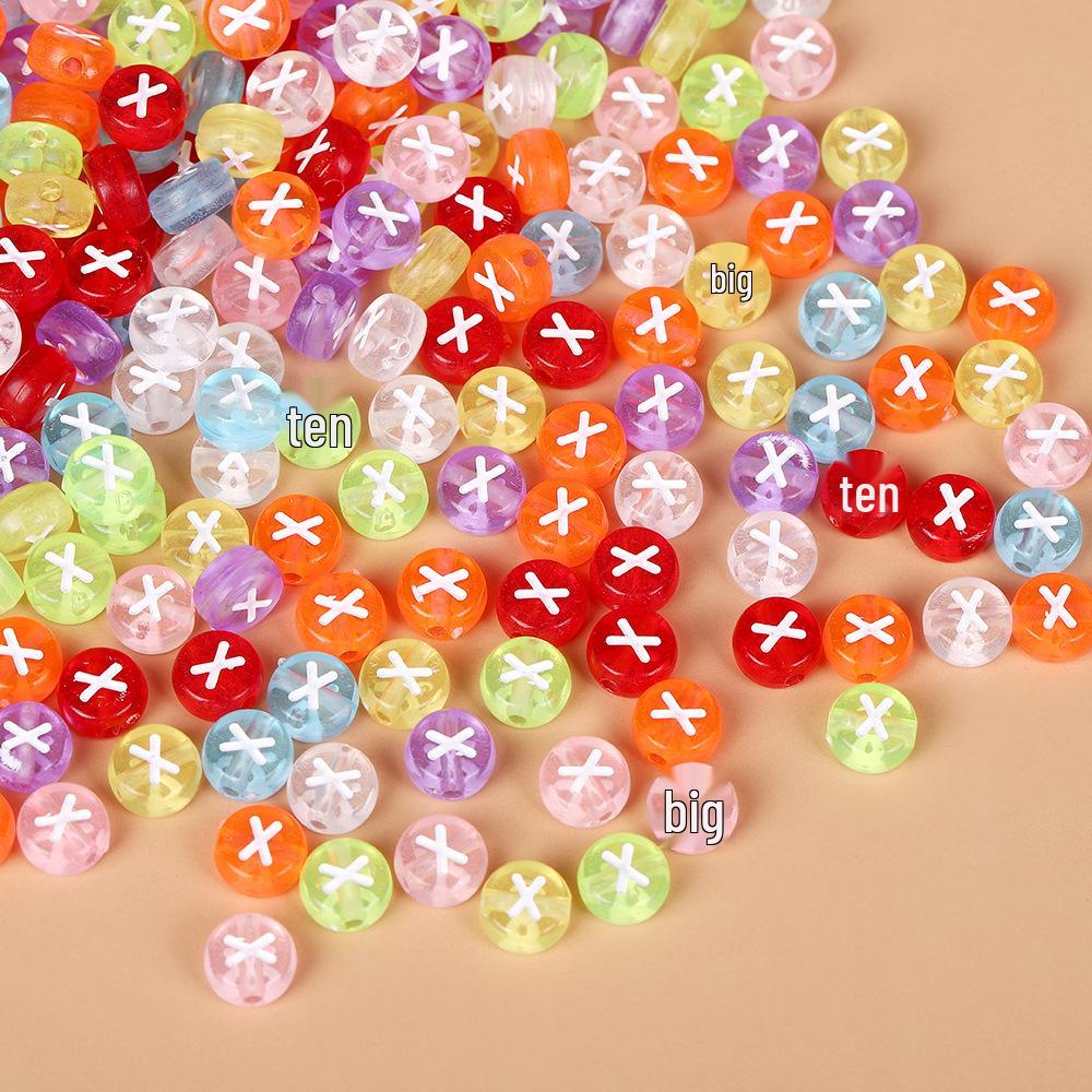 Acrylic Drip Oil Single Letter Flat Beads — Transparent DIY Bracelet Jewelry Accessories for Kids