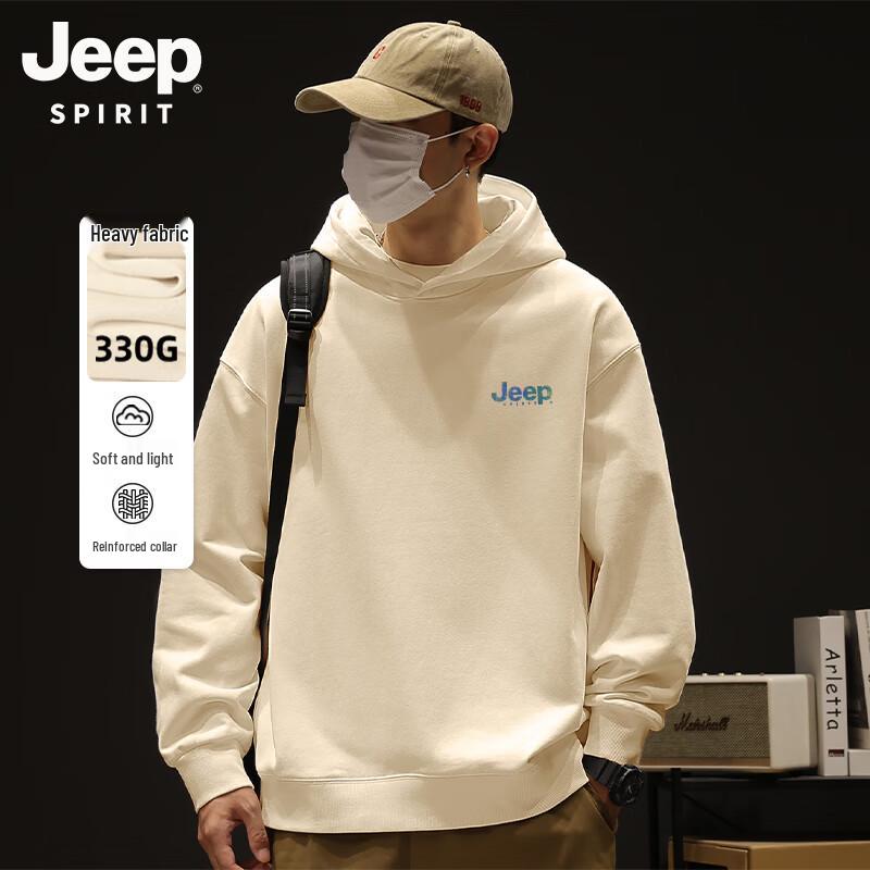 

JEEP SPIRIT Men s Hooded Logo Print Sweatshirt L