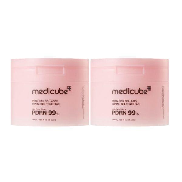 Medicube PDRN Pink Collagen Toning Gel Toner Pads Firming Hydrating Pads Set 70 Pads x2