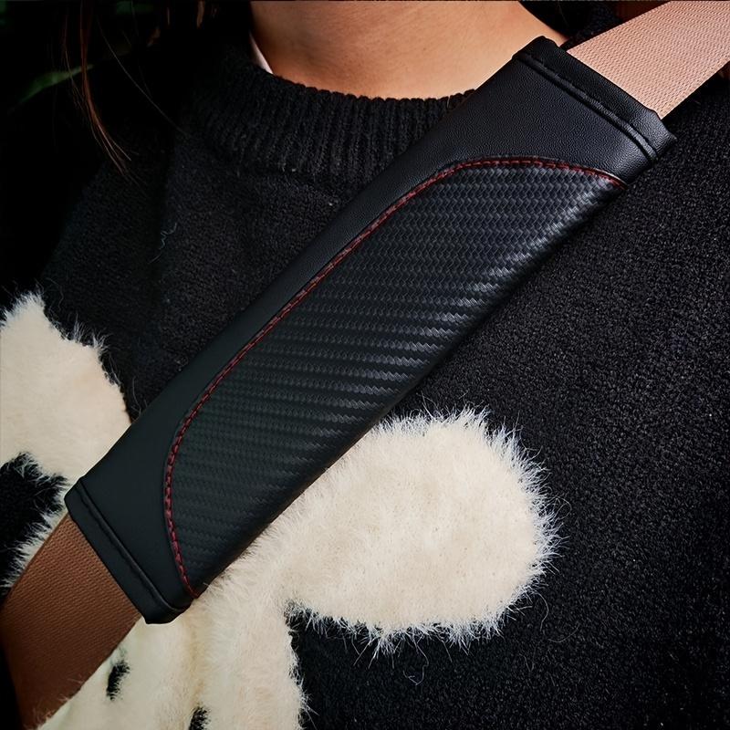 1pc Carbon Fiber Pattern PU Leather Car Seat Belt Shoulder Pad, Comfortable Protective Cover for Car Seat Belt Comfort Seat Belt Cover Shoulder Strap