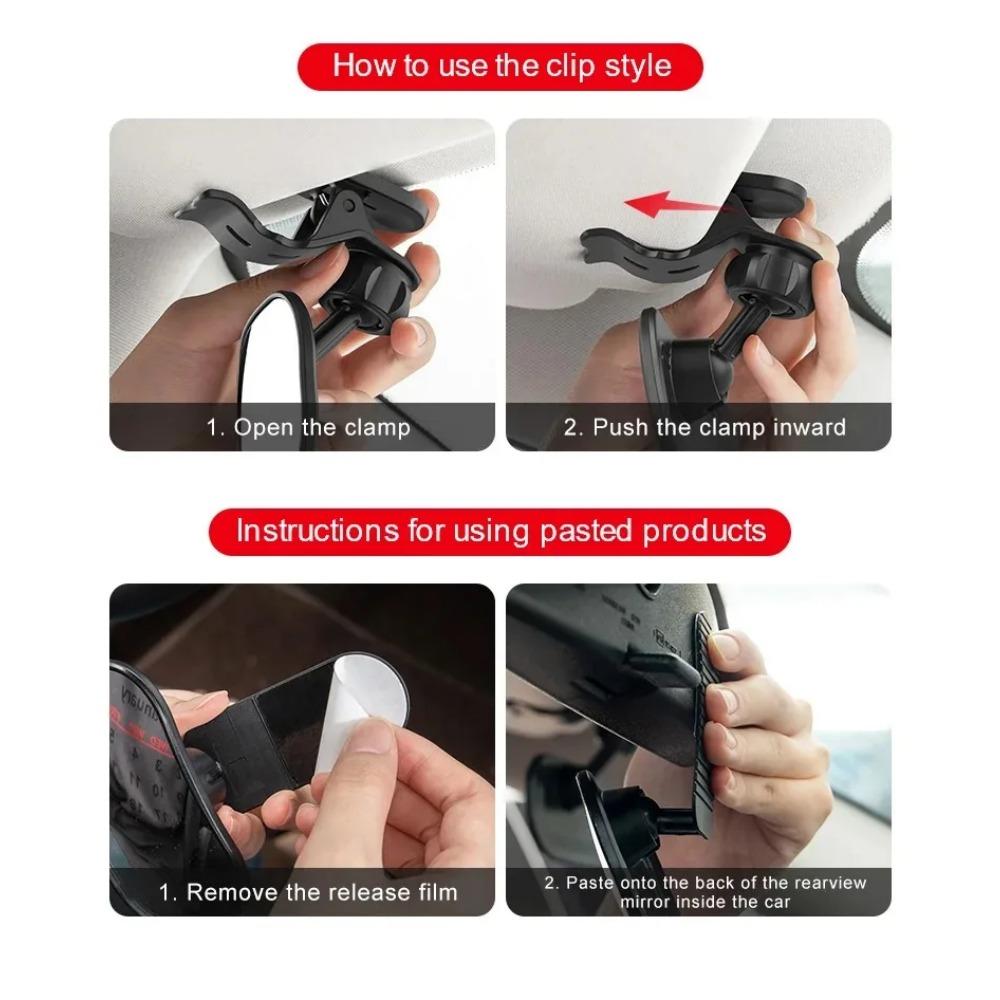 Car Rearview Mirror Wide View Safety Mirror For Infant Car Seats Clear Reflection 360° Adjustable with Clip and Adhesive Board
