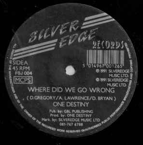 7inch Record ONE DESTINY - Where Did We Go Wrong? FSJ004 Silver Edge Rec 1991 UK Reggae, Ska & Dub Used