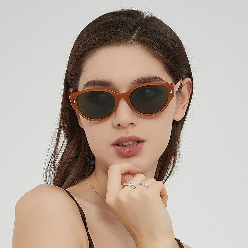 Pc Frame Round Sunglasses Women Men Cat Eye Vintage Brand Ellipse Sun Glasses for Male Shades Female Eyewear Anti-Glare