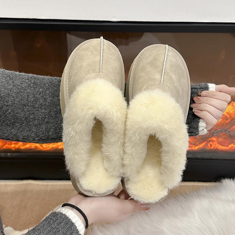 

Women s retro lightweight comfortable non-slip heightening winter warm plush lining non-slip durable casual cotton slippers 40