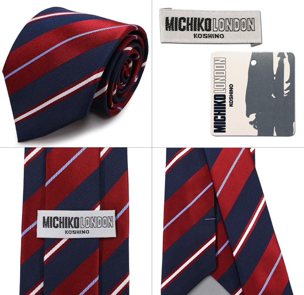 Brand Necktie Made In Japan Silk Striped Designer Multi [Michiko London] 100% (B Pattern)