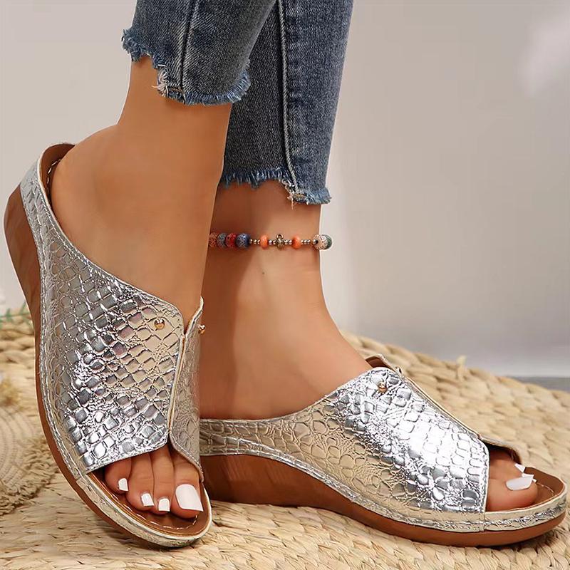 Women's Sandals Luxury Summer Sandals With Heels Bling Summer Shoes Woman Wedges Heeled Slippers Sandalias Mujer Footwear Women