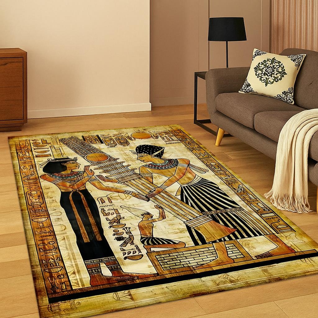 Ancient Egyptian Mythological Pharaoh Sign Carpet Rug for Home Bedroom Living Room Sofa Doormat Decor,Area Rug Game Non-slip Mat