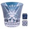 FONYUHUA Kiriko Glass Tumbler Rock Glass, Kikutsunagi Pattern, 260cc, 1 Piece, Blue