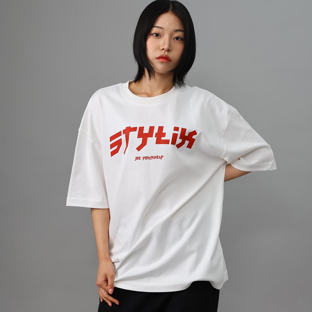 Seutailligseu Lettering B Pure Cotton Oversized Short Sleeve T-Shirt 4 Colors