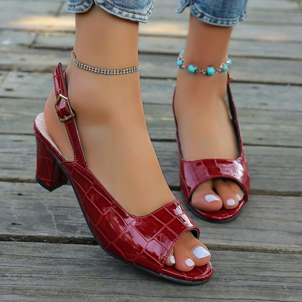 Fashion Summer New Fashion Sandals Women Solid Color Fish Mouth Thick High Heels Large Size Back Hollow Women Shoes Gladiator Sandalias