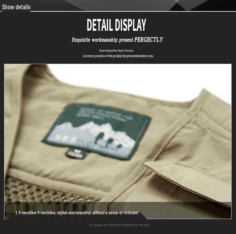 Men's Multi-Pocket Mesh Vest for Outdoor Photography and Fishing