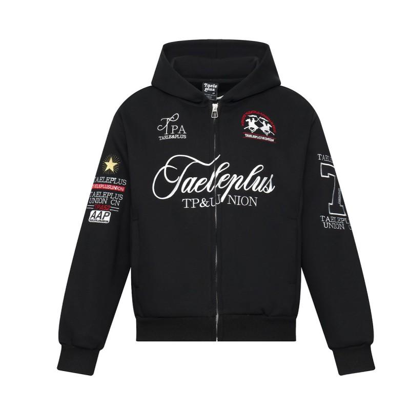 American Retro Street Racing Hooded Sweatshirt Embroidered Zip-Up Jacket Loose Fit Teens