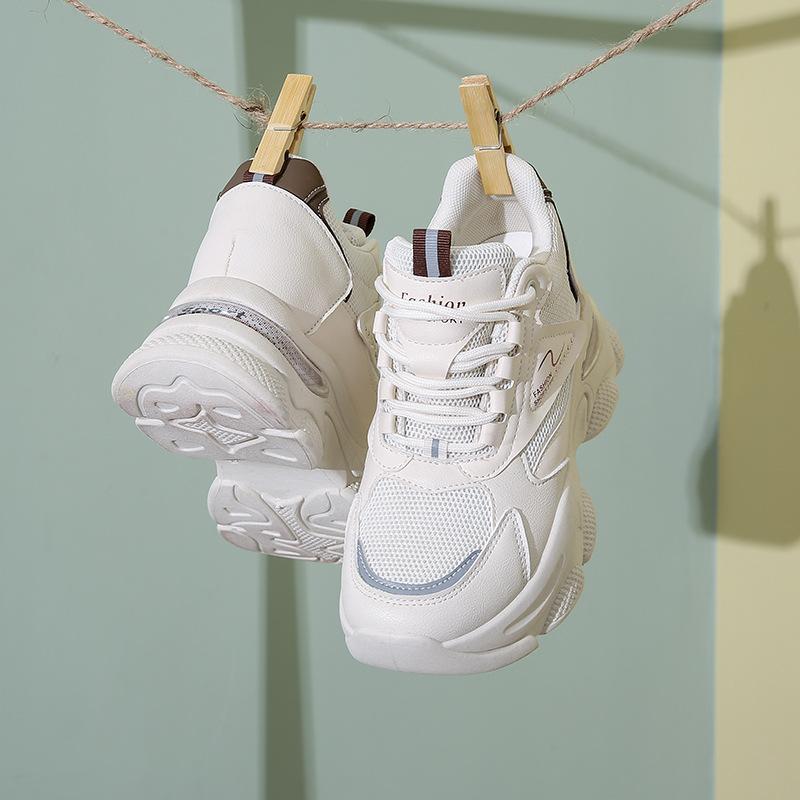 Muffin thick-soled lace-up casual sports shoes 2025 new fashion trend little white shoes suitable for wearing dad shoes in all seasons