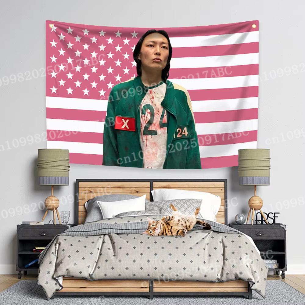 Tapestry z flagą amerykańską Dziury Cyfrowe Baner Tapestry Klasyczna Dekoracja Zewnętrzna Wewnętrzna Pokój Garaż Ogród Wentylator Prezent Tapestry Domowe