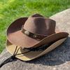Western Cowboy Hat Men's Spring and Summer Outdoor Travel Sunshade Tibetan Hat Big Brim Straw Hat Women's Vacation Beach Hat Wide Brim